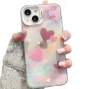 iPhone 13 Cover Cool Shining Shell Love Heart Pattern Design with TPU Edges Phone Back Cover Case for Girls Women (Bling Heart Pink) iSnapkart